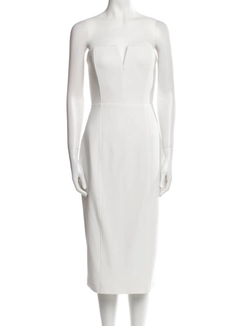 Veronica Beard White Strapless Midi Dress with V-Notch